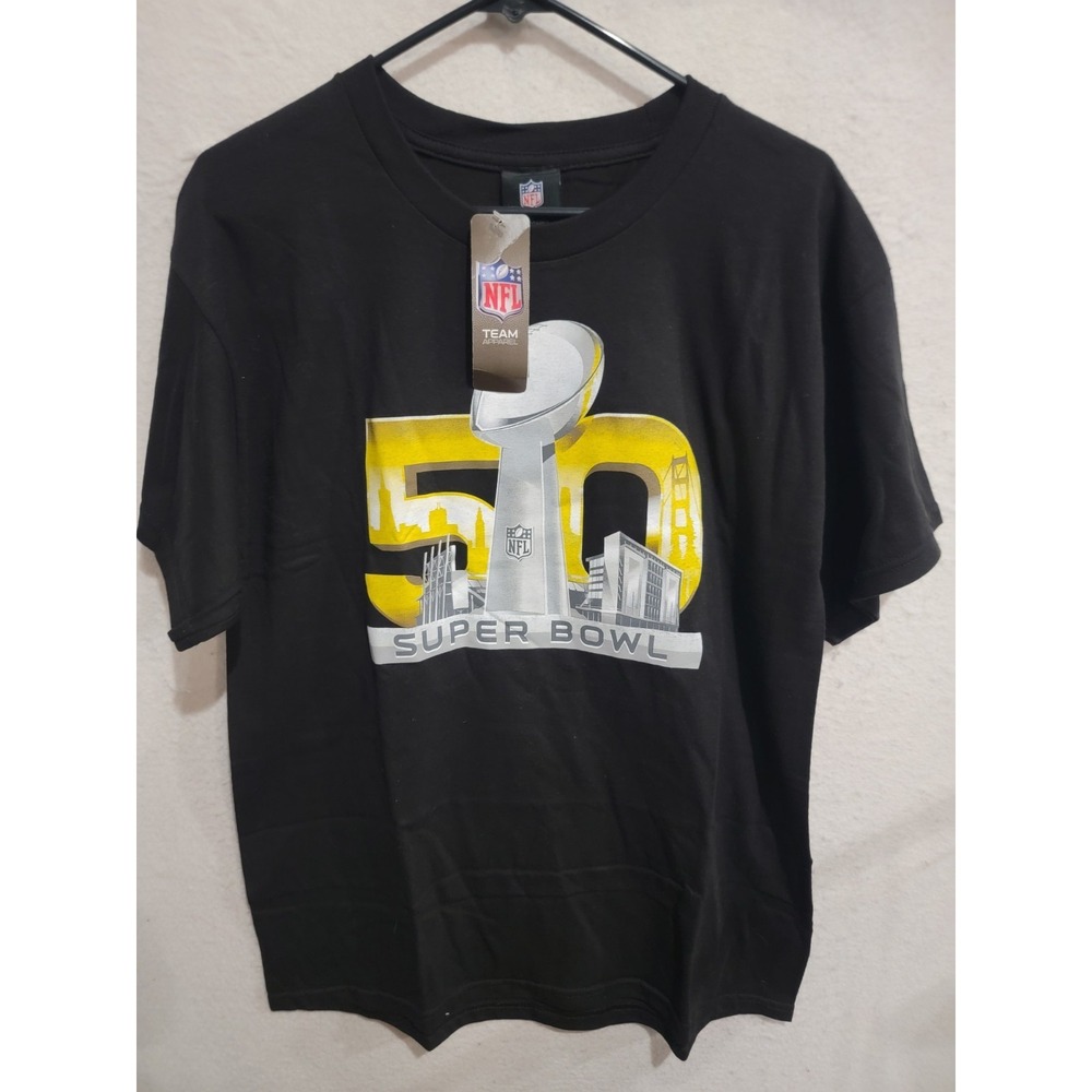 Super Bowl 50 T-Shirt Large L NWT NFL Team Apparel Black Gold 2016 50th Annivers